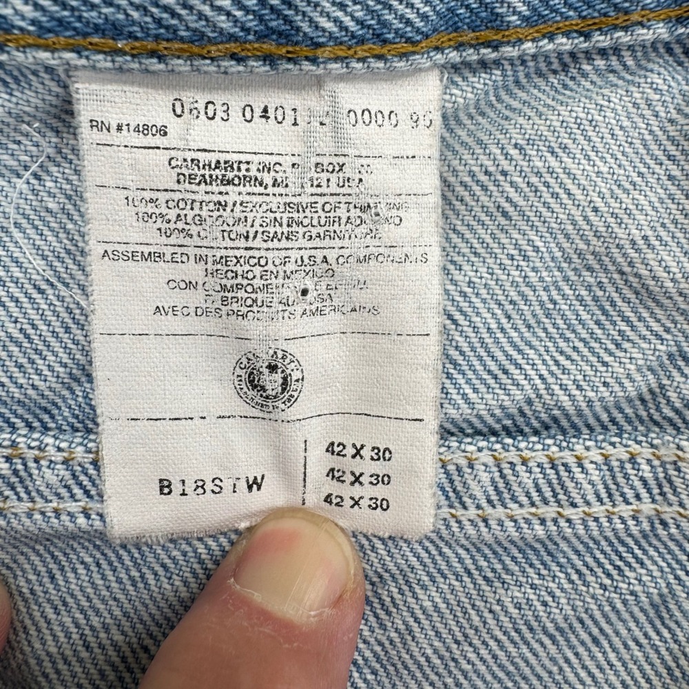 Carhartt Jeans Mens 42x30 Workwear Cotton Traditional Fit Light Blue Vintage 00s - Picture 4 of 11